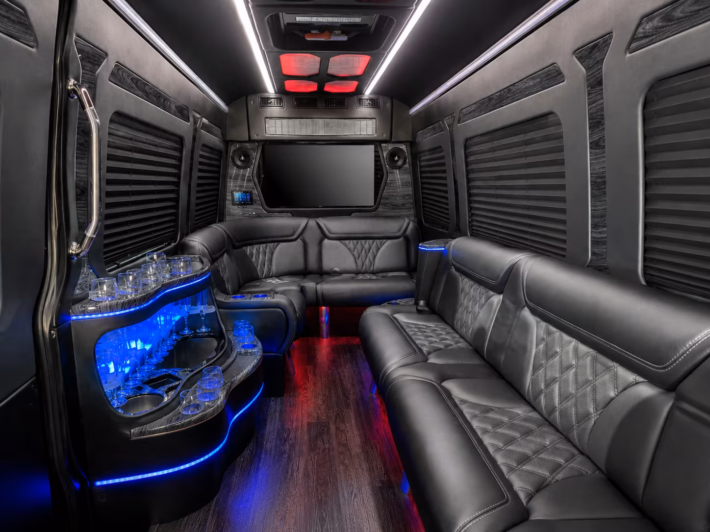 torrance 50 passenger party bus inside